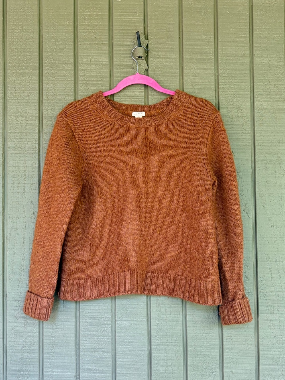 J.Crew Factory Marnie Merino Wool Blend Ribbed Sweater Women's XL Rust EUC